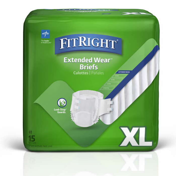 Medline Extended Wear High-Capacity Adult Incontinence Briefs -Heavy Absorbency (Small, Medium, Large, XLarge)GST Free