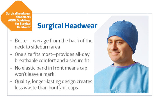 Medline Surgical Sheer Gaurd Surgeon's Cap With Ties Scrim Reinforced Blue. (Pack of 100 & 500)