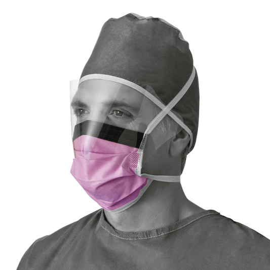 Medline Fluid-Resistant Level 3 Surgical Face Mask with Shield. Pack of 25