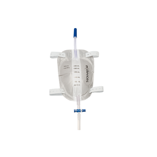 Leg Bag - T-TAP Non-Return Valve 10cm Short Tube with Elastic Straps, 350mL