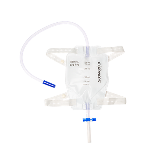 Leg Bag - T-TAP Non-Return Valve 50cm Long Tube with Elastic Straps, 350mL