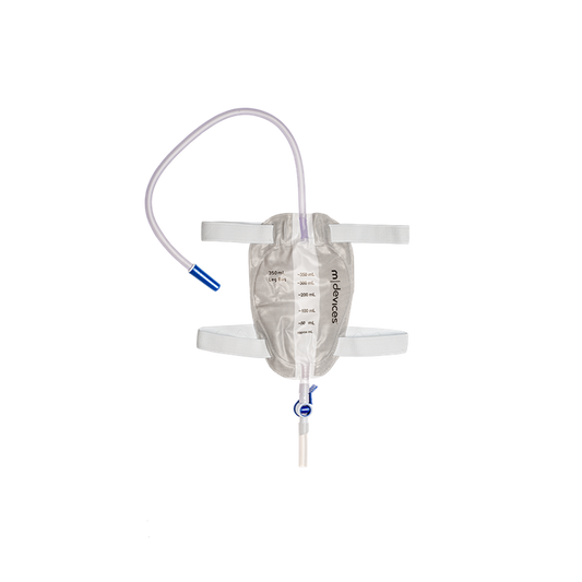 Leg Bag - Lever Tap Non-Return Valve 50cm Long Tube with Silicone Lined Straps and Fabric Fastener, 350mL